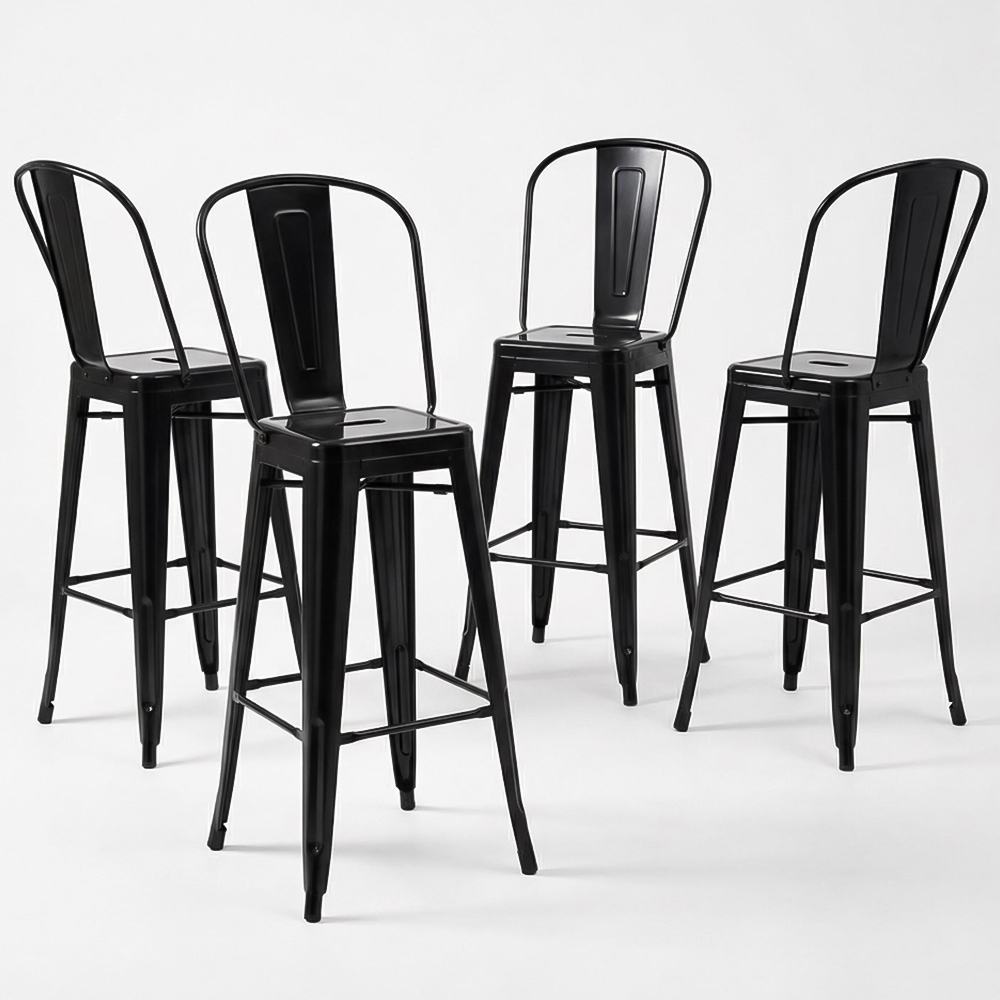 FWStyle Black Gloss Metal Bar Chair 4 Pack Image 4