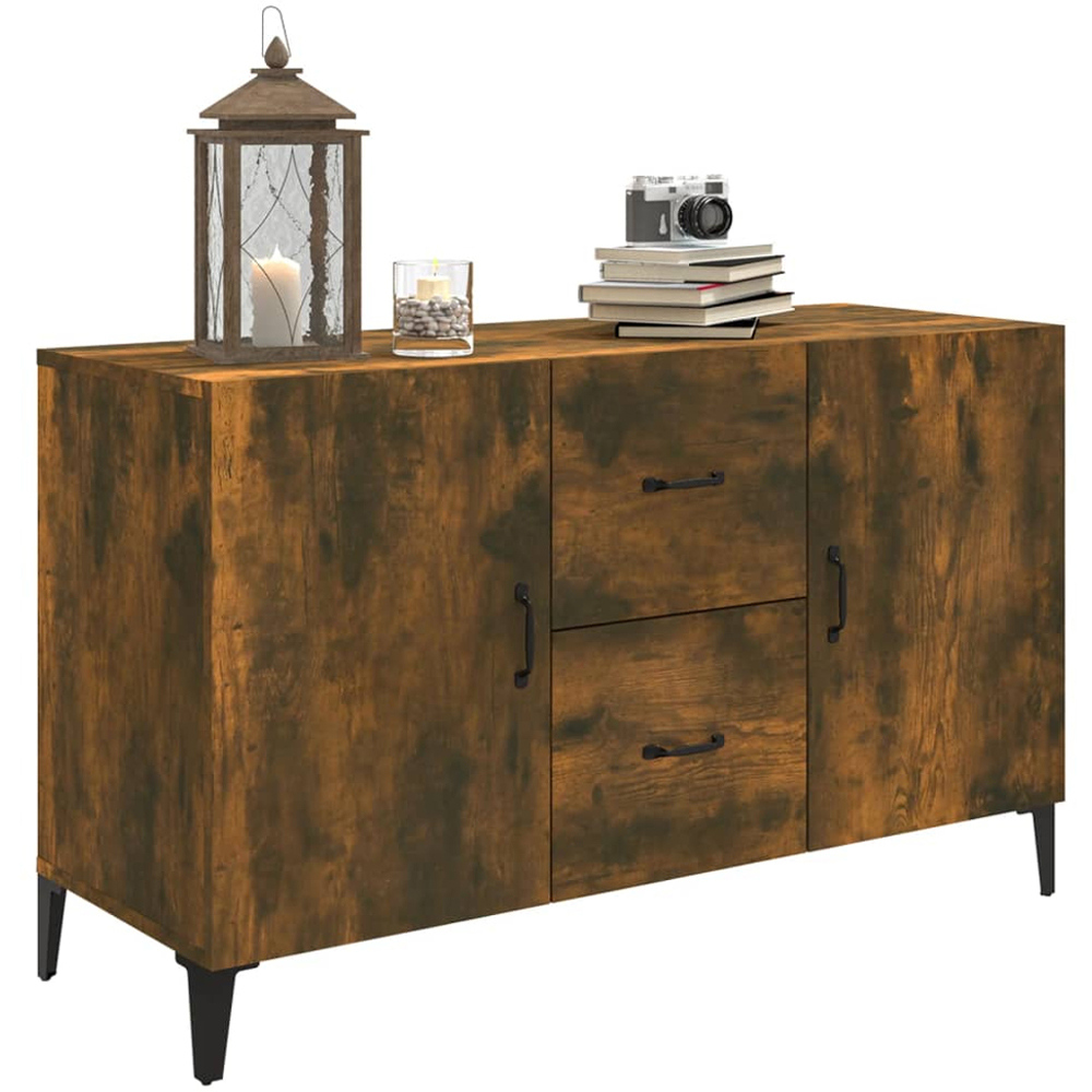vidaXL 2 Door 2 Drawer Smoked Oak Sideboard Image 3
