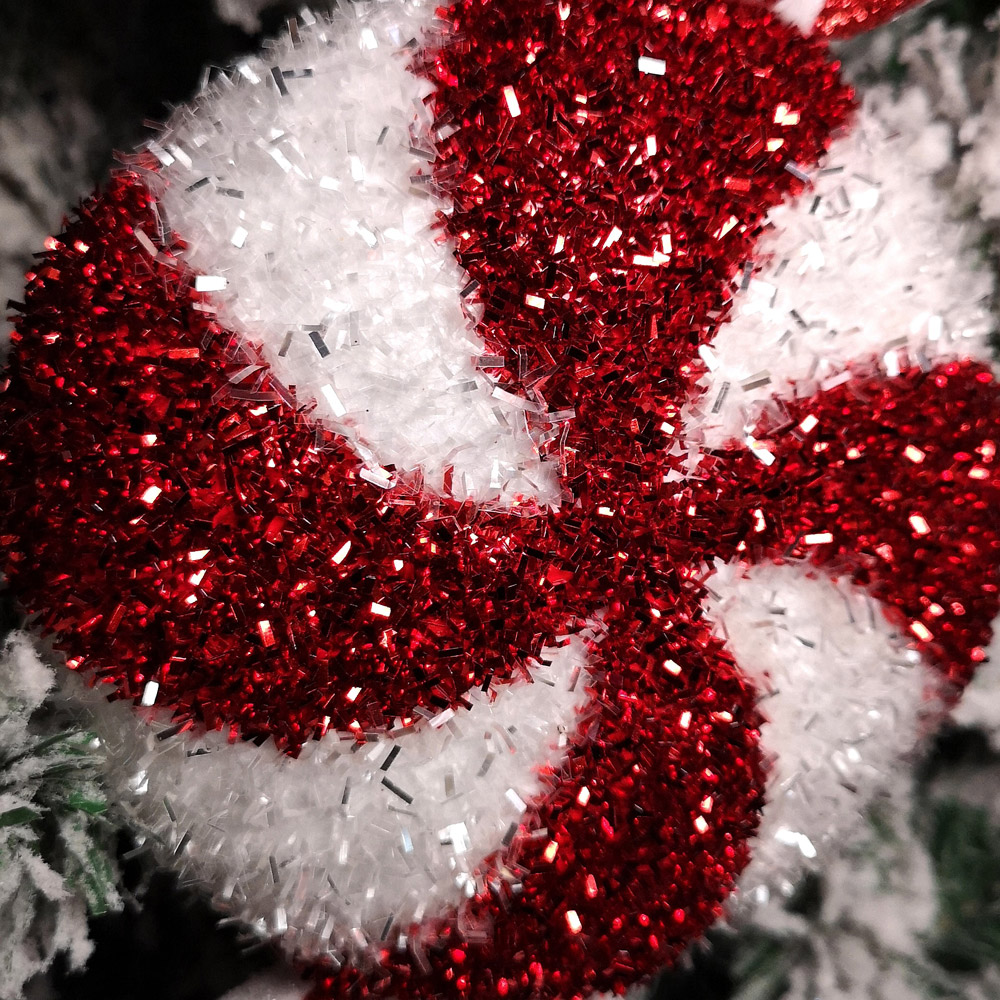 Samuel Alexander Red and White Glitter Candy Sweet Hanging Christmas Decoration 28cm Image 4