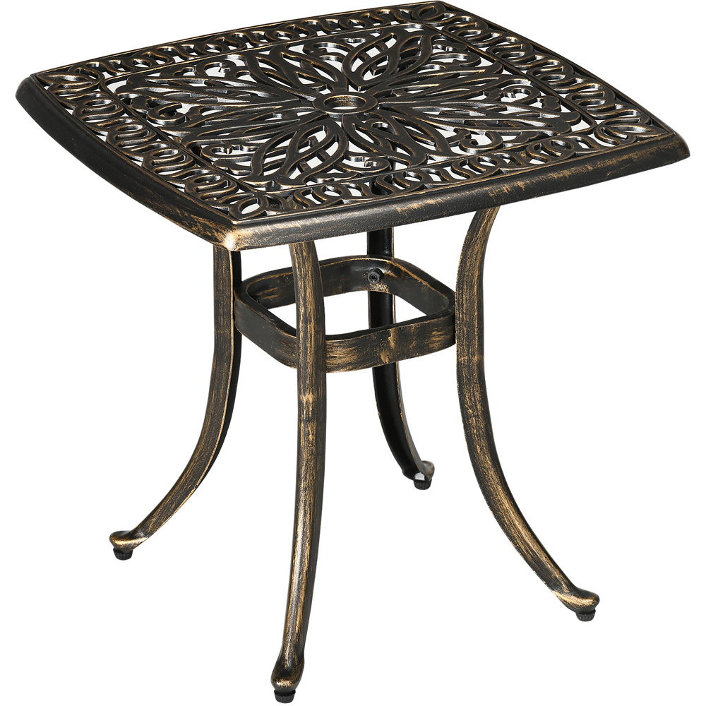 Outsunny Bronze Aluminium Garden Table with Umbrella Hole Image 2