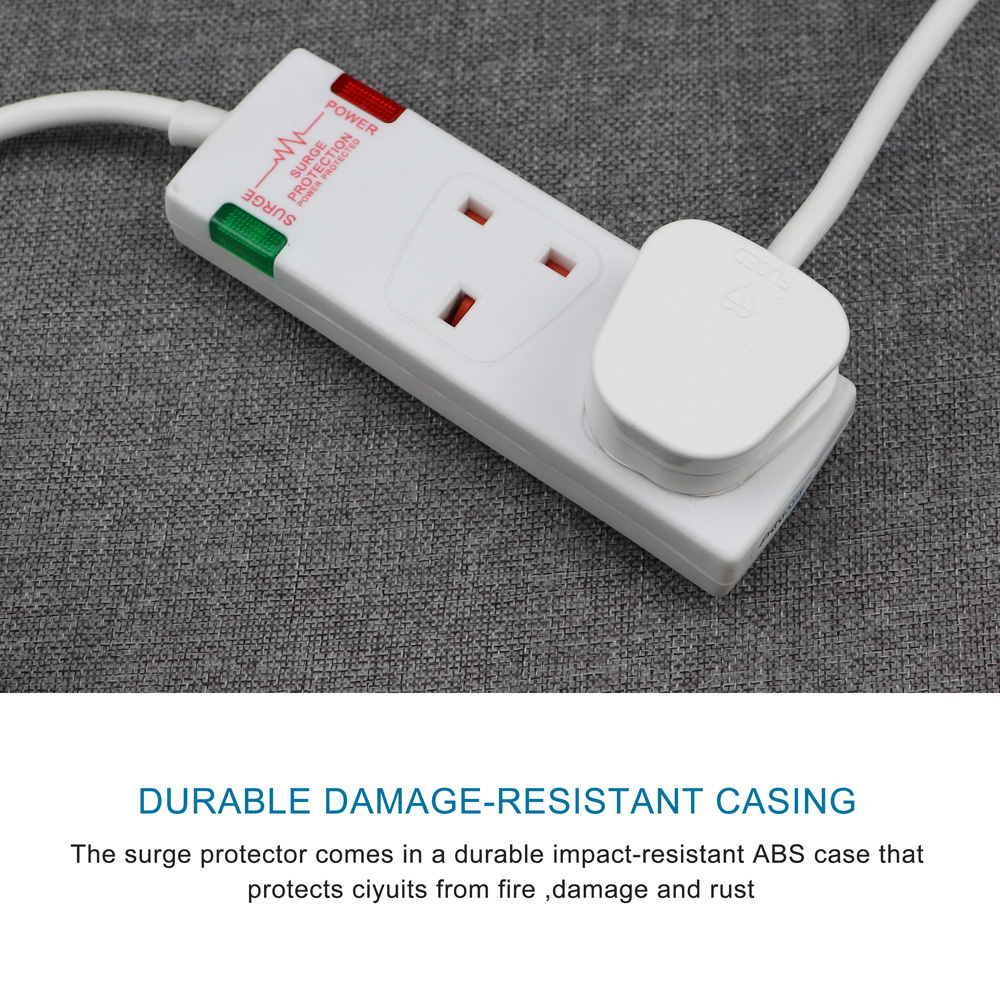 ExtraStar White 13A 5m 2 Socket Surge Protected Extension Lead Image 2