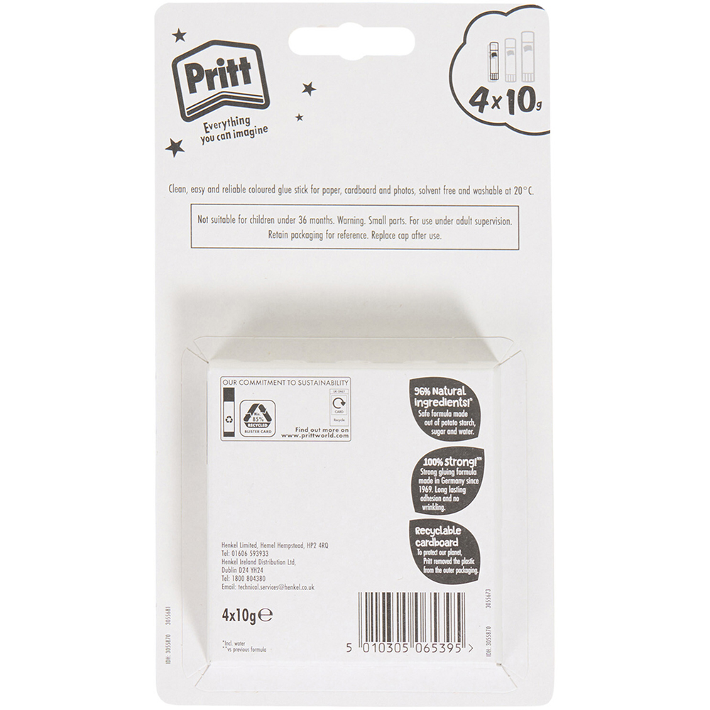 Pack of 4 Pritt Fun Colours Glue Sticks Image 2
