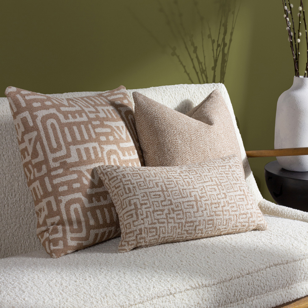 Hoem Samos Toffee and Nougat Woven Jacquard Cushion Image 5