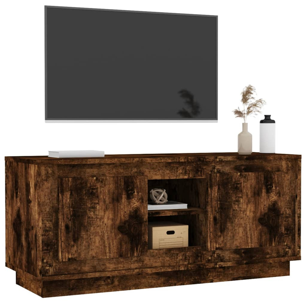 vidaXL 2 Door 2 Shelf Smoked Oak TV Cabinet Image 4