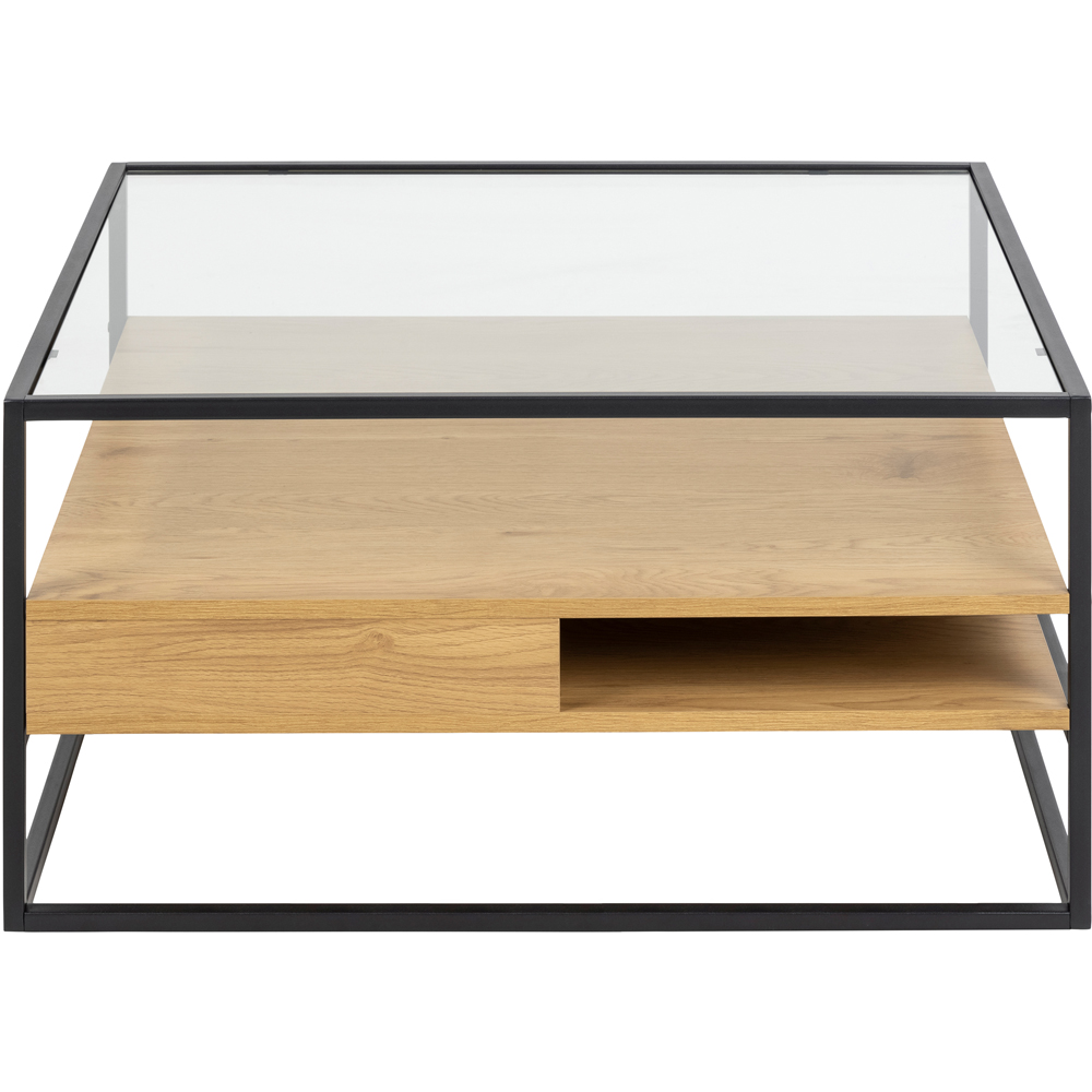 Florence Randolf 2 Shelf Black and Oak Smoked Glass Square Coffee Table Image 3