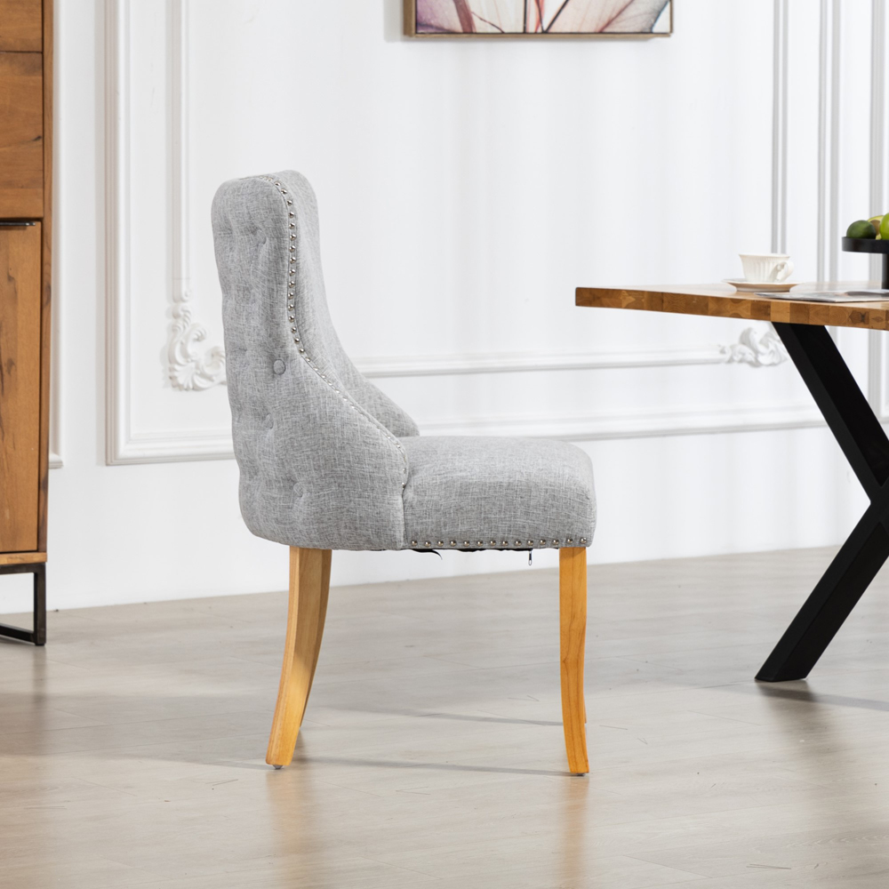 Artemis Home Olivola Set of 2 Light Grey Fabric Dining Chair Image 3