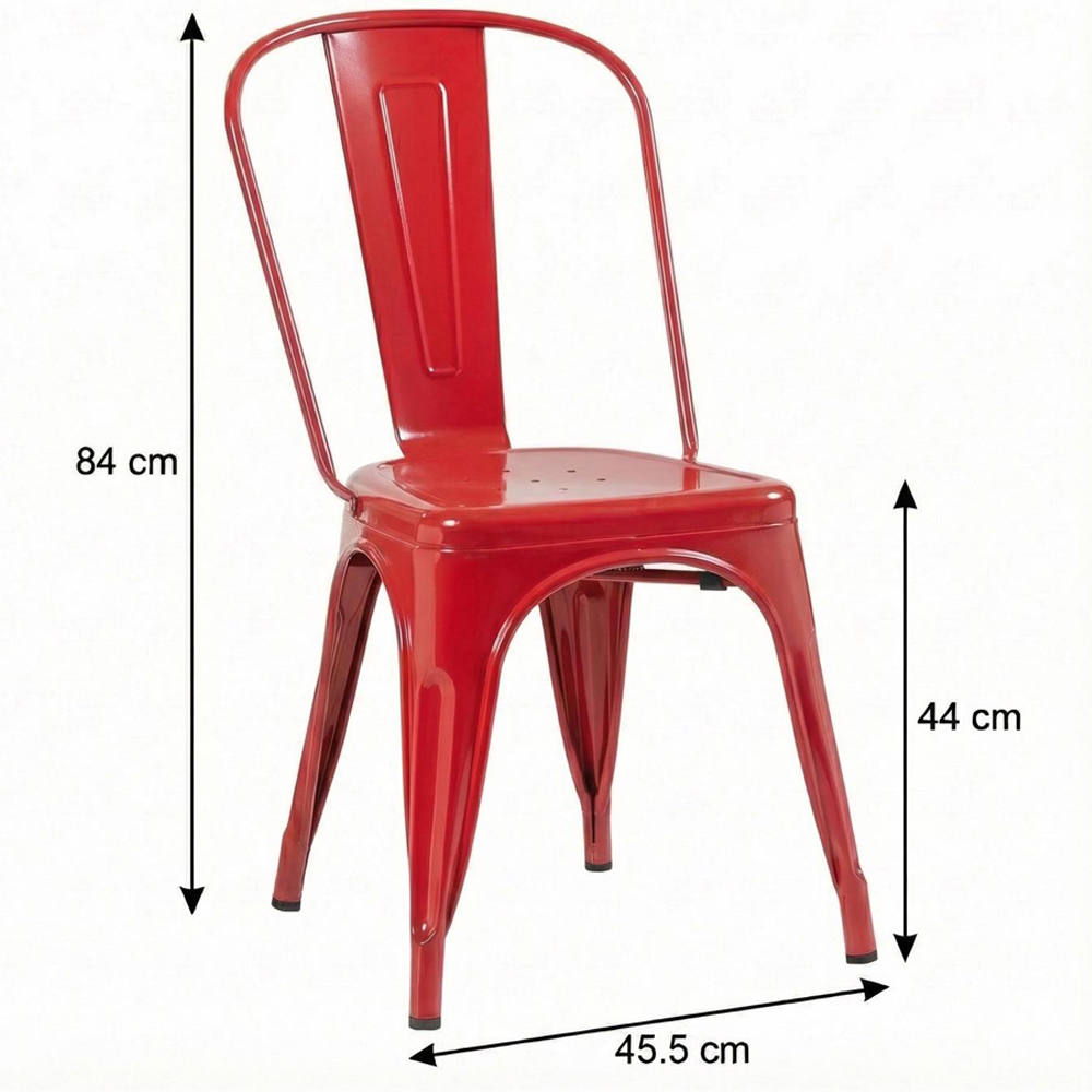 FWStyle Red Gloss Metal Chair 4 Pack Image 5