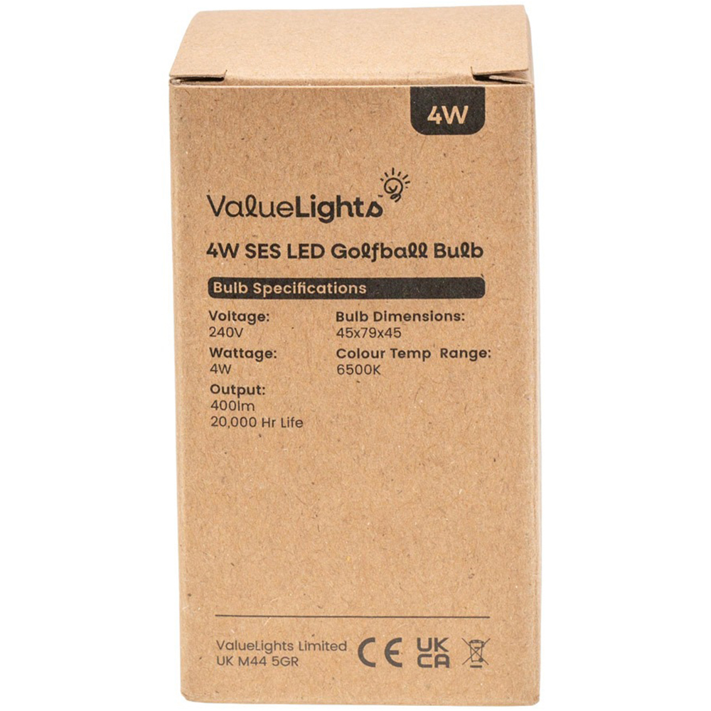 ValueLights 4 Pack E14 LED 4W 6500K Cool White Golfball Light Bulbs Image 3
