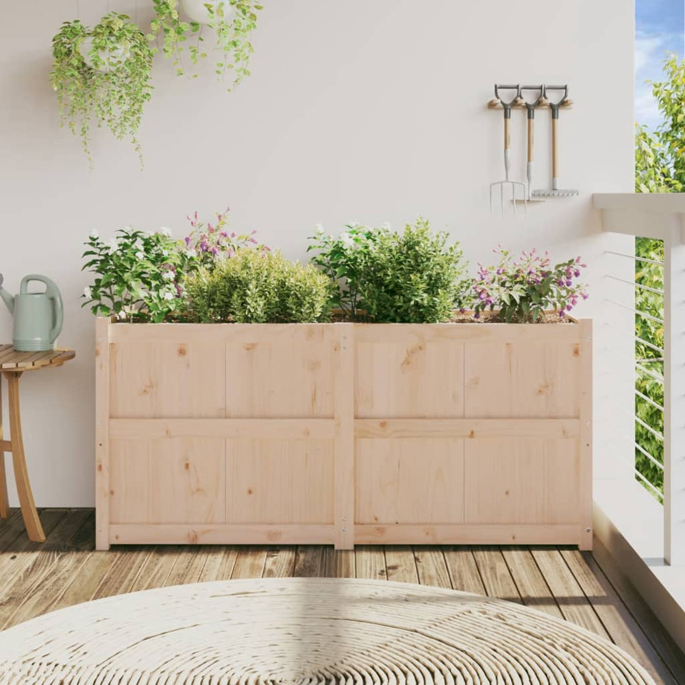 vidaXL Brown Solid Pine Wood Garden Planter 70 x 150 x 50cm Image 2