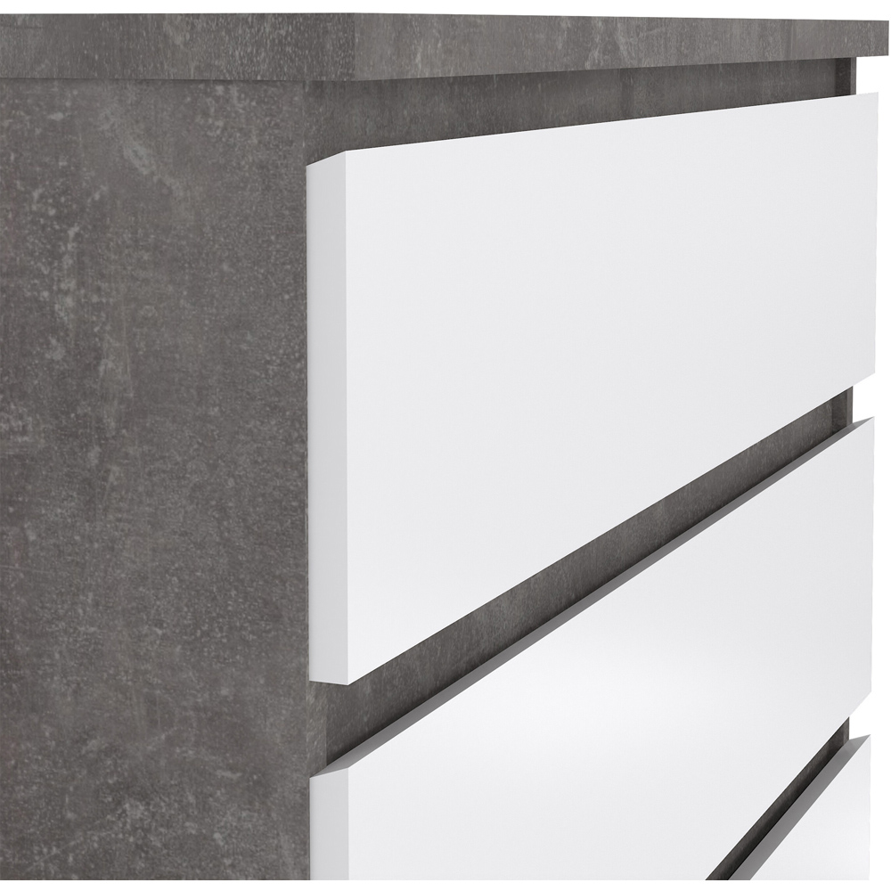 Florence 5 Drawer Concrete and White High Gloss Chest of Drawers Image 5