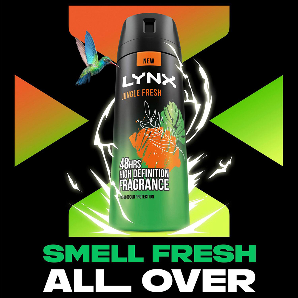 Lynx Body Spray Jungle Fresh 48H High Definition Fragrance Deodorant Spray 150ml 12 Pack Image 4