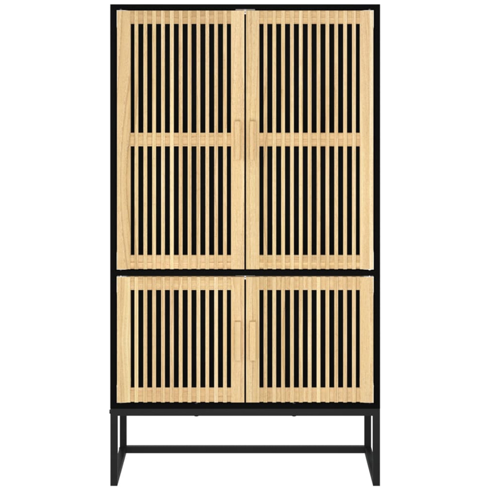 vidaXL 4 Door Black Fluted Design Highboard Image 5