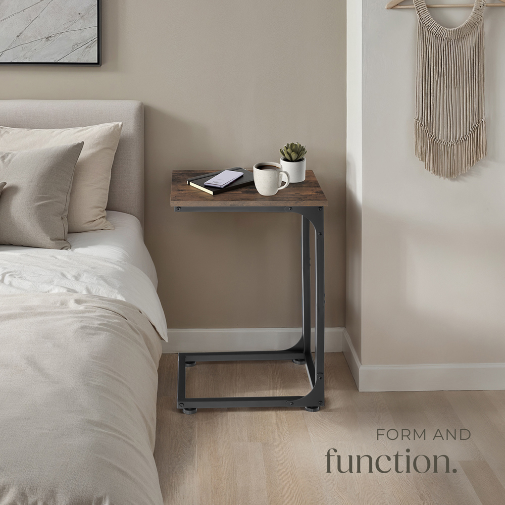 tectake Erie Dark Wood Bedside Table Image 7