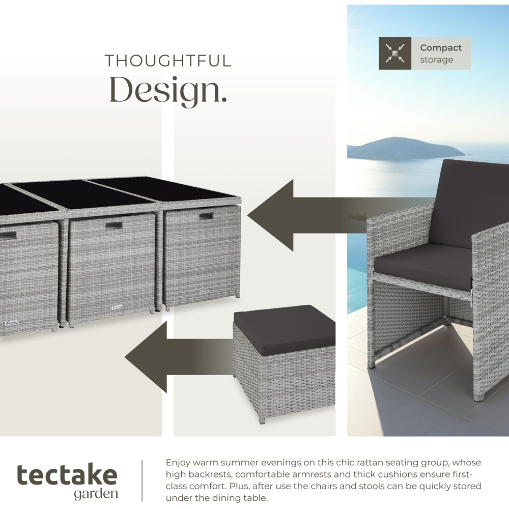 tectake 10 Seater Light Grey Dining Set with Cushion and Rain Cover Image 4
