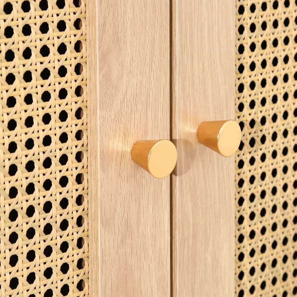 Croxley 2 Door Single Drawer Black and Oak Rattan Wardrobe Image 6