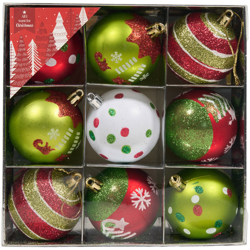 Set of 9 Candy Cane Carnival Baubles Image 1