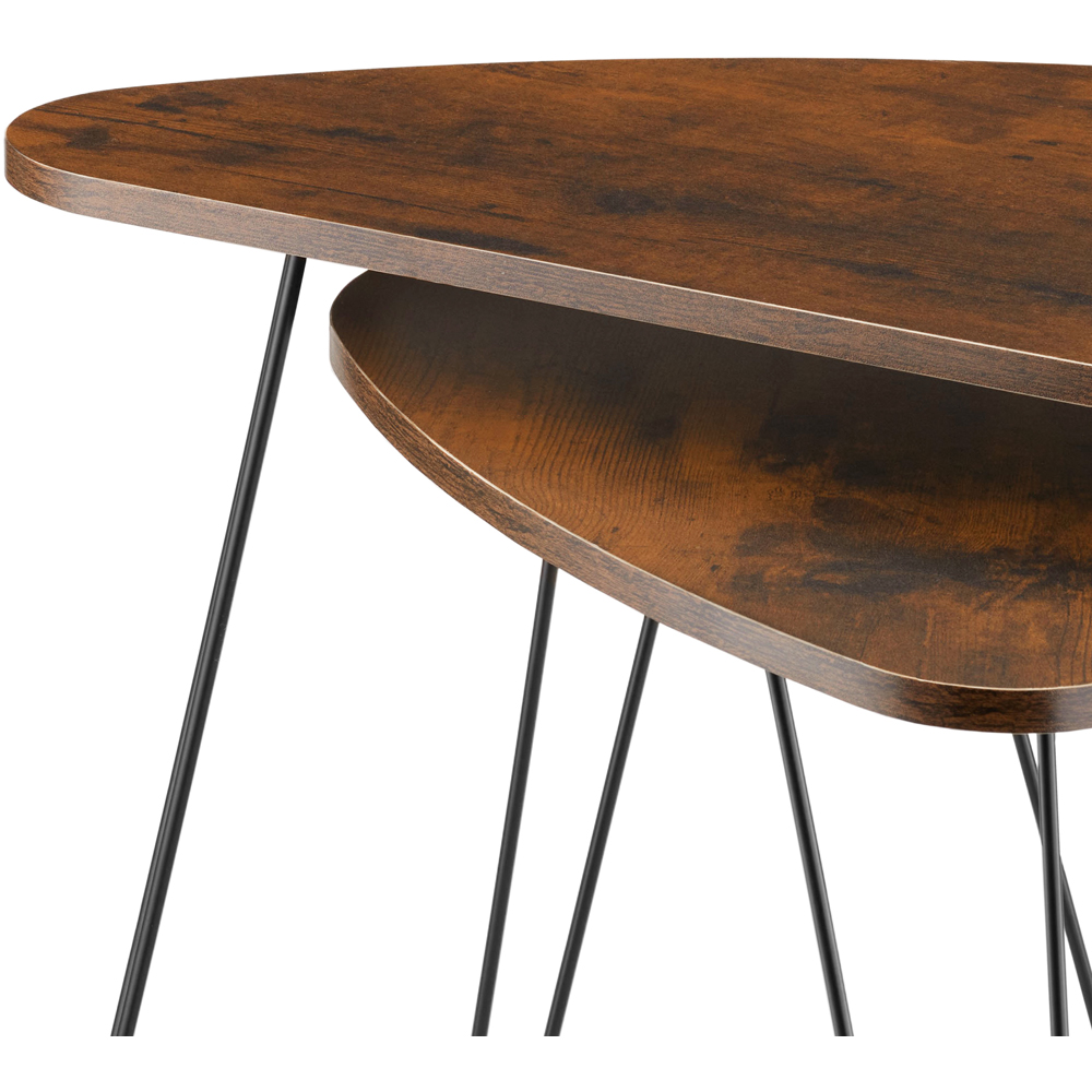 tectake Richmond Dark Rustic Wooden Nest of Tables Set of 2 Image 8