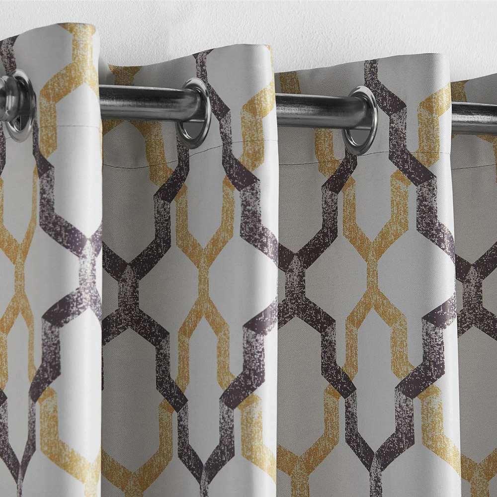 Alan Symonds George Ochre Ring Top Eyelet Curtains 168 x 229cm Image 3