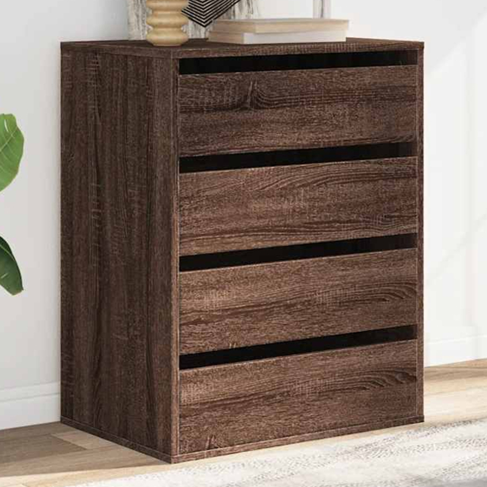vidaXL 4 Drawer Brown Engineered Wood Chest of Drawers Image 1