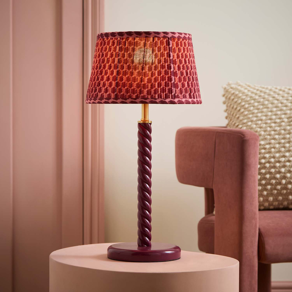 ValueLights Amara Pink Pleated Tapered Shade Pink Twist LED Table Lamp with Bulb Image 6