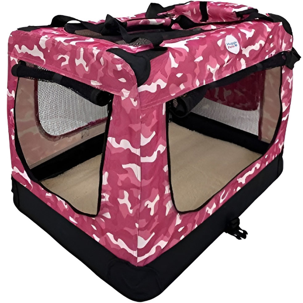 HugglePets Large Camo Pink Fabric Crate 70cm Image 2