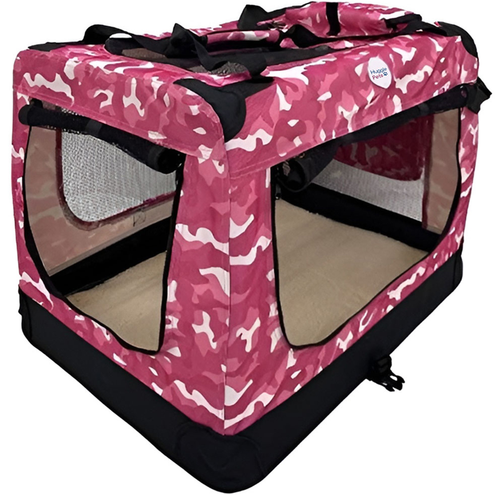 HugglePets Medium Camo Pink Fabric Crate 60cm Image 2