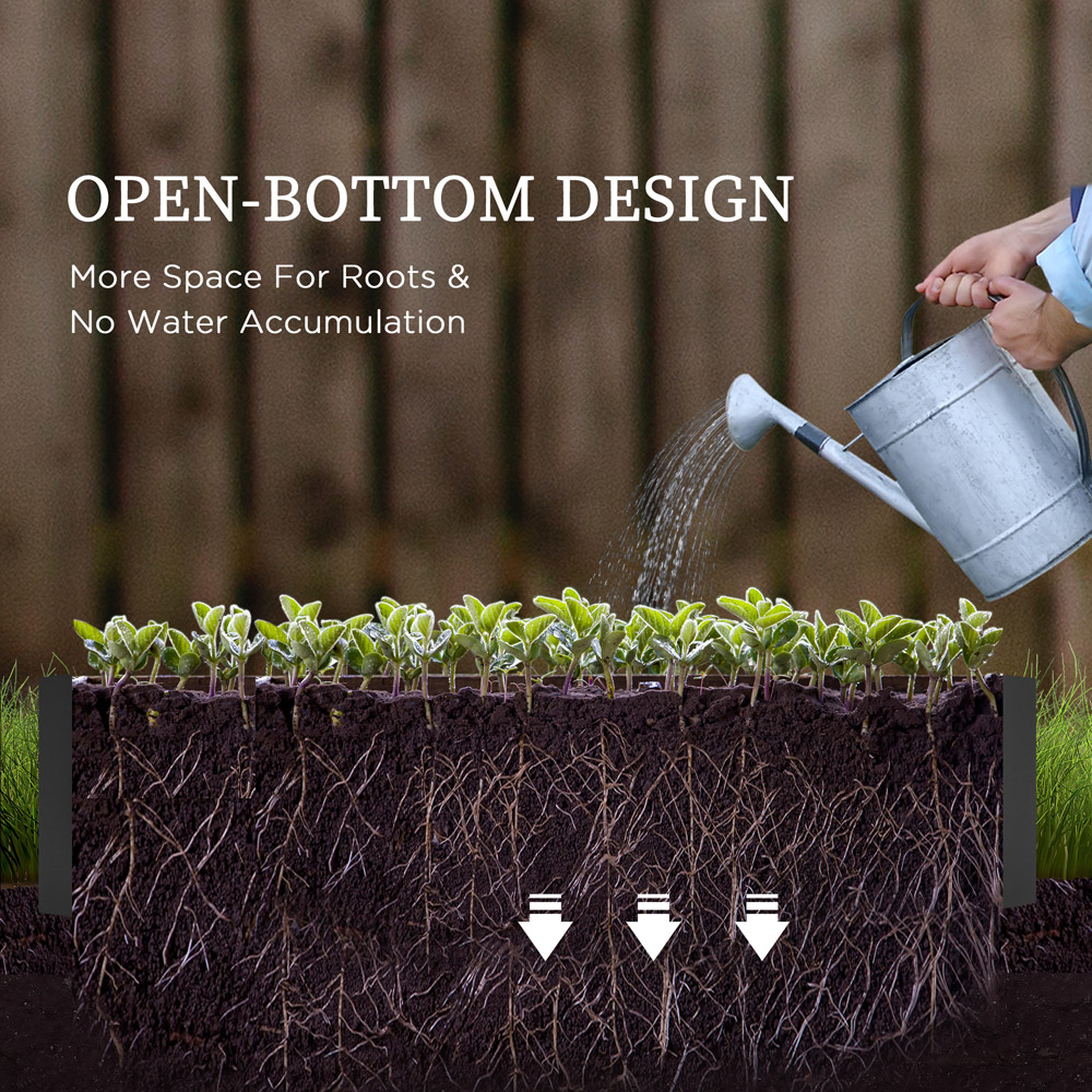 Outsuuny Dark Grey Galvanised Raised Garden Bed with Greenhouse and Cover Image 6