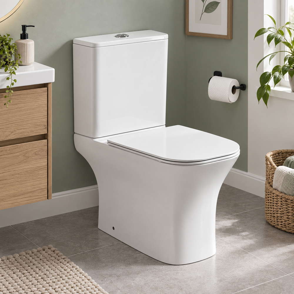 Go Bathrooms Harpin White Eco Flush Ceramic Toilet Pan and Soft Close Toilet Seat Image 4