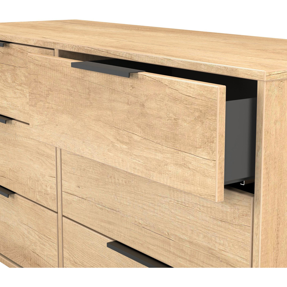 Crowndale Hong Kong 6 Drawer Nebraska Oak Wide Chest of Drawers Ready Assembled Image 6