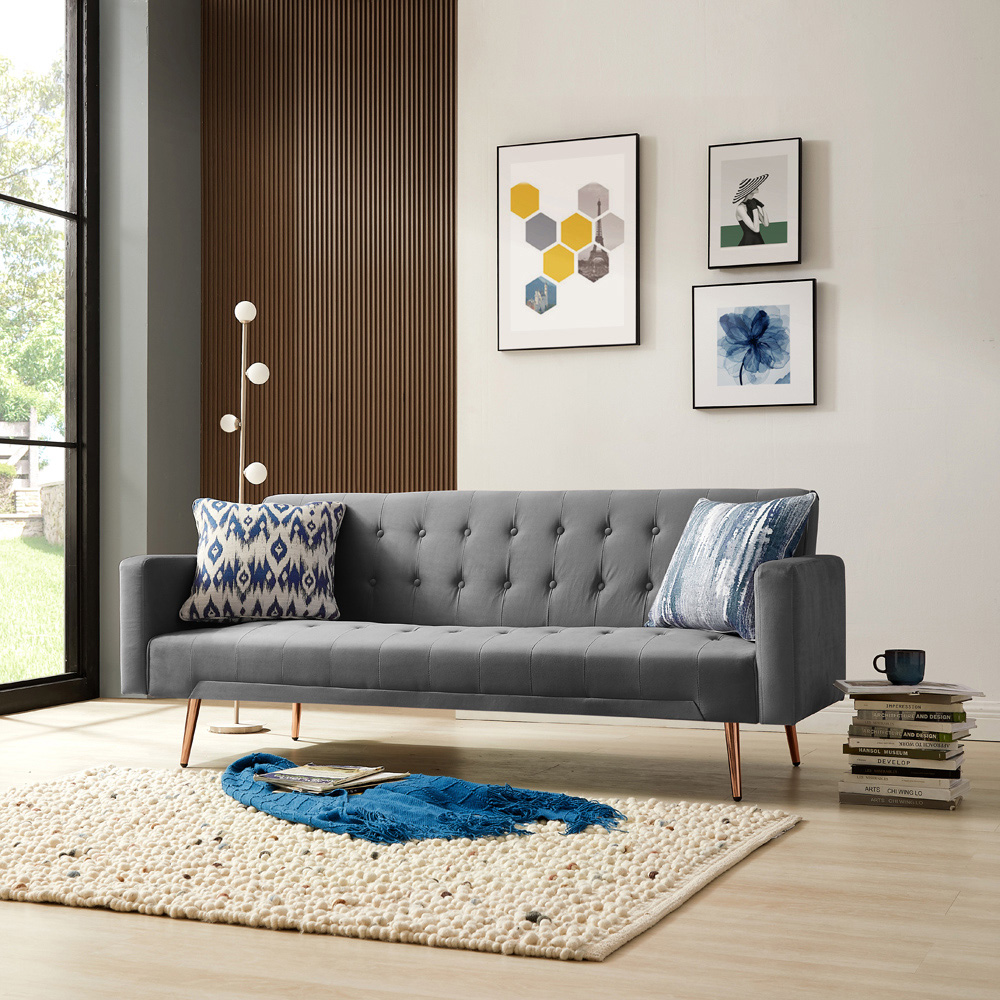 Home Detail Windsor 3 Seater Grey Velvet Sofa Bed Image 6