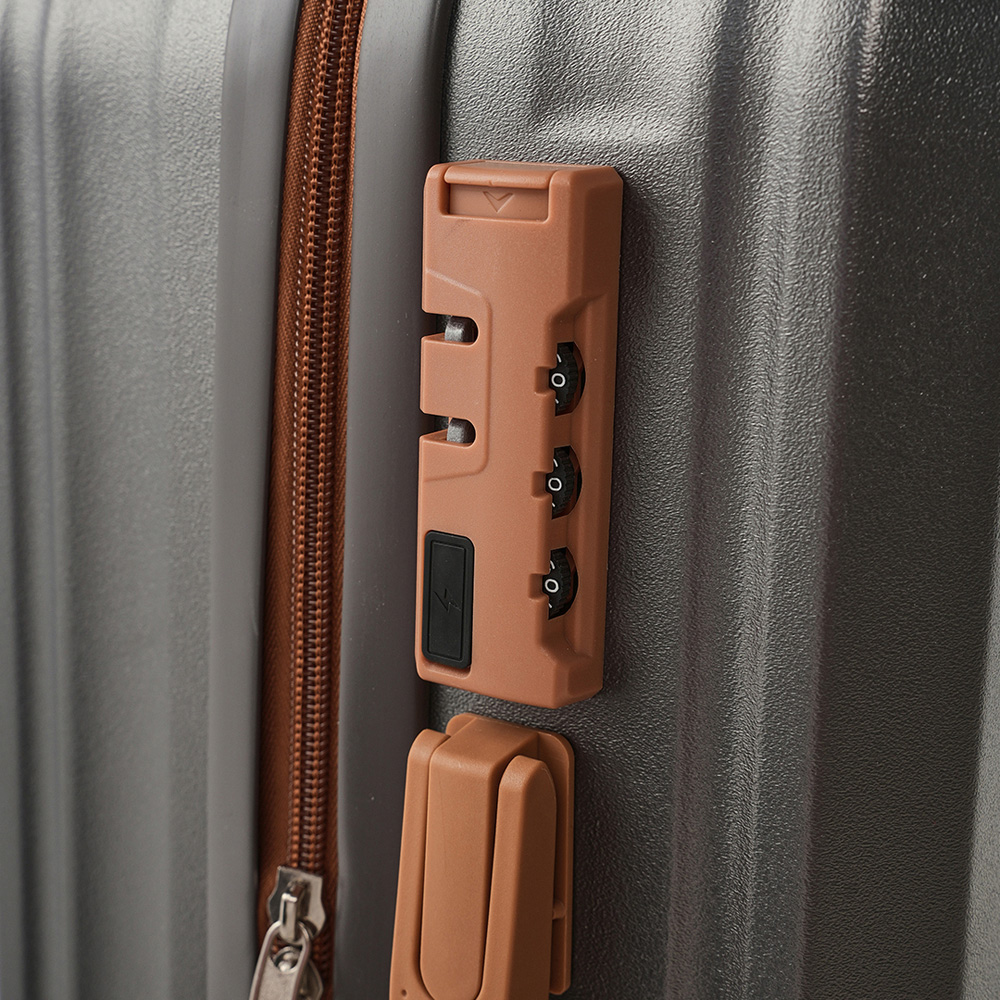 H&O Direct Dark Grey ABS Hard Shell Suitcase with Cup Holder and USB Port 20 inch Image 4