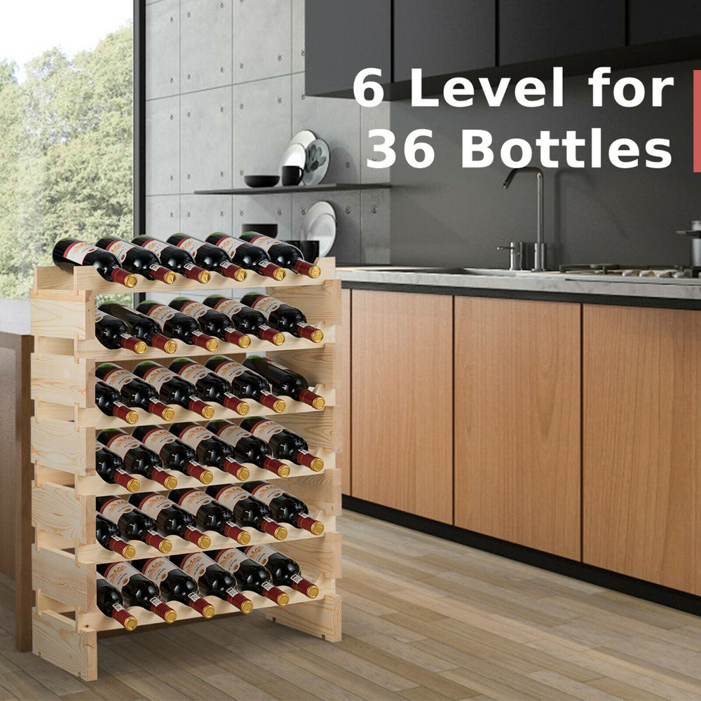 Costway 6 Shelf 36 Bottle Stackable Wine Rack Image 5