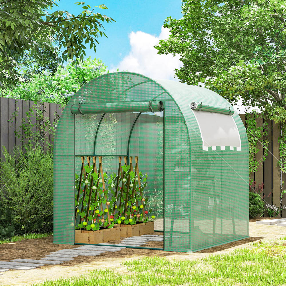 Outsunny Green PE 6 x 6ft Walk In Polytunnel Greenhouse Image 2