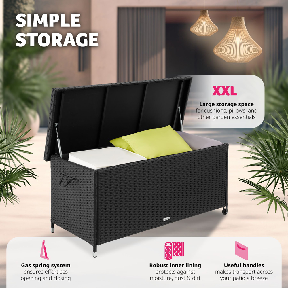 tectake Kiruna 270L Black Rattan Storage Box Image 5