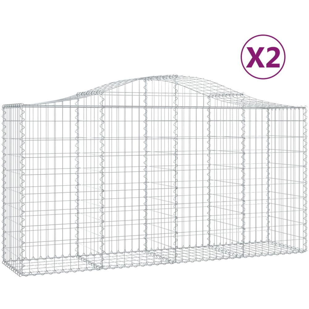 vidaXL Silver Galvanised Iron Arched Gabion Basket 200 x 50 x 100/120cm 2 Pack Image 4