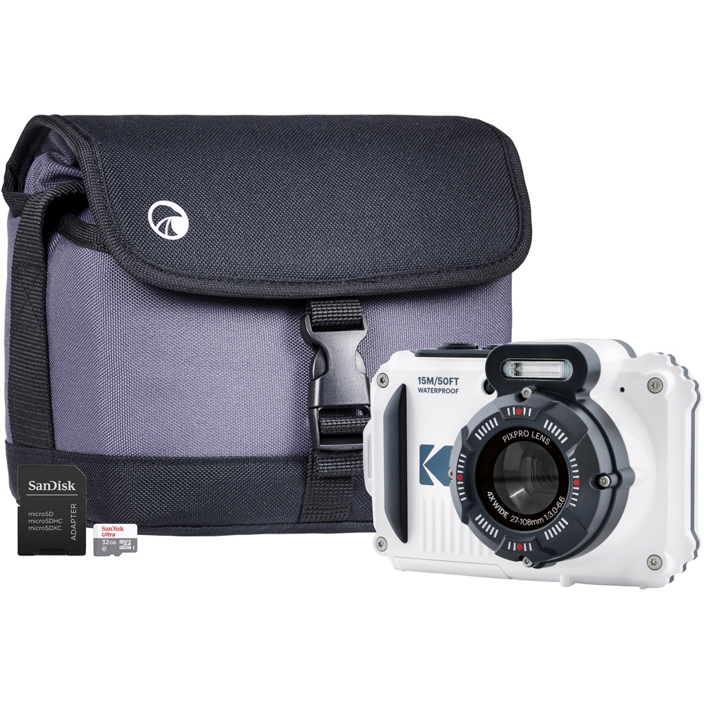 Kodak PIXPRO WPZ2 White 4x Zoom Camera with 32GB MicroSD Card Image 1