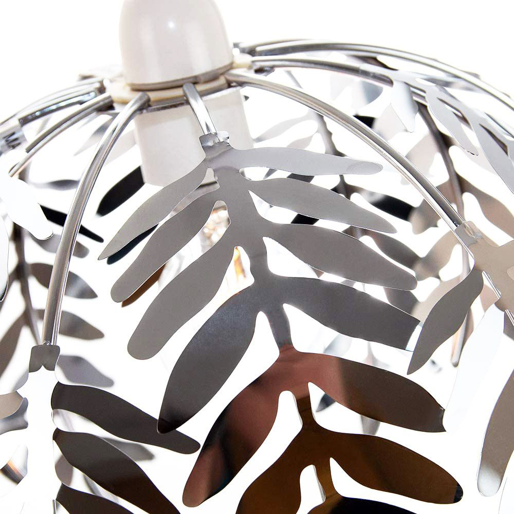 Happy Homewares Traditional Fern Leaf Design and Silver Chrome Finish Pendant Shade Image 3