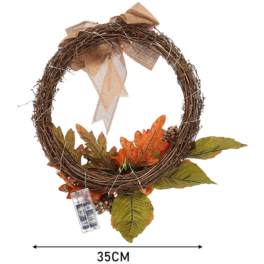 Living and Home Pre Lit Wreath with Sunflower Image 9