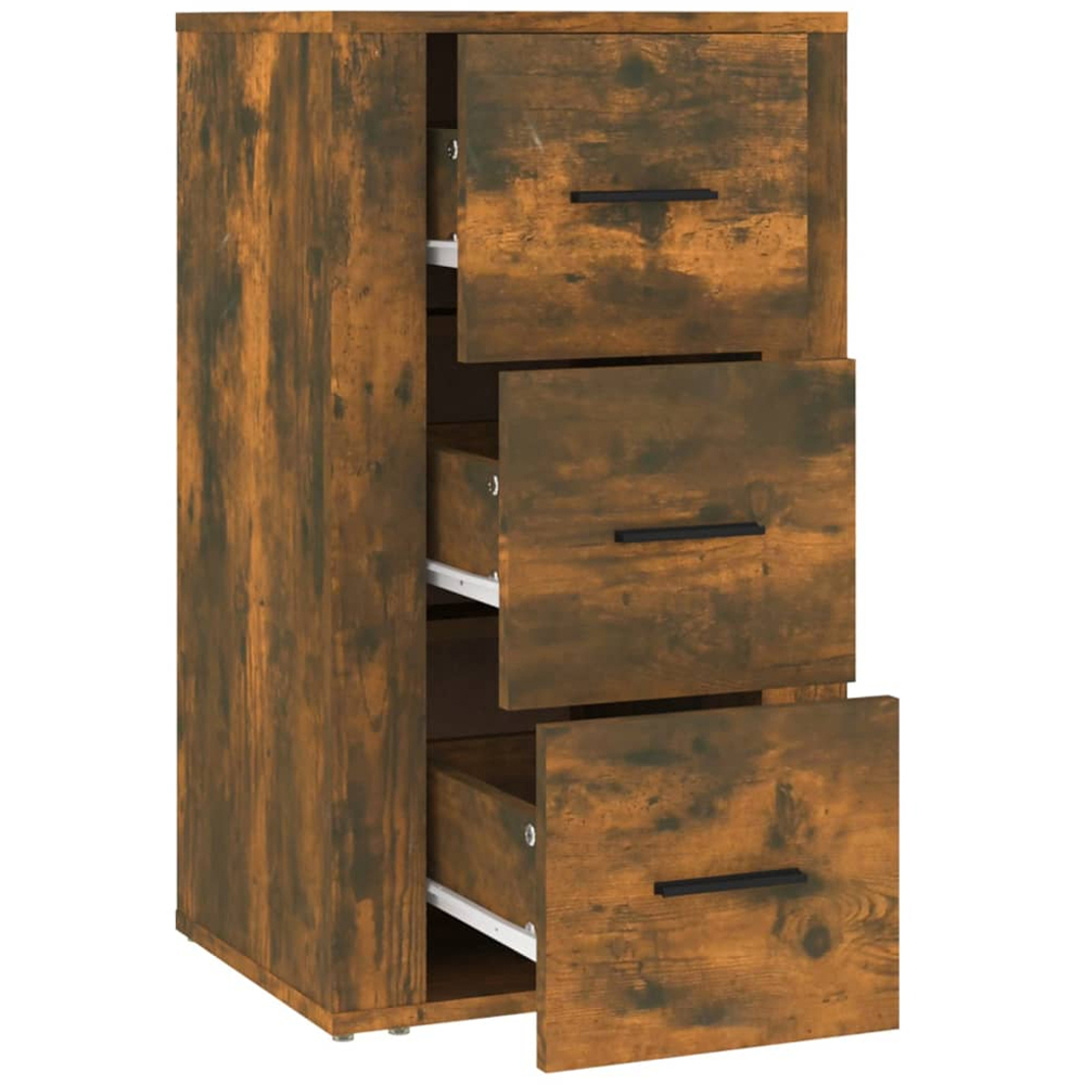 vidaXL 3 Drawer Smoked Oak Sideboard Image 4