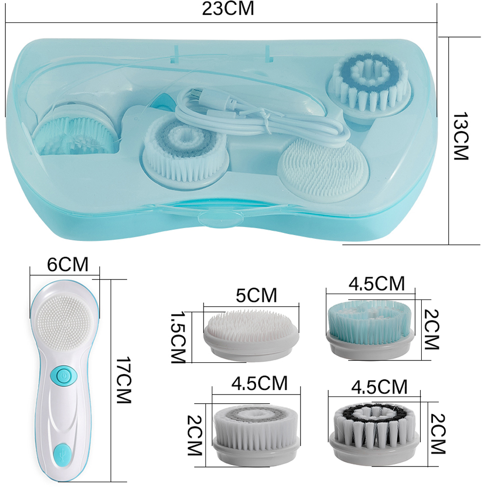 Living and Home 4 in 1 White Electric Facial Cleansing Brush Image 7
