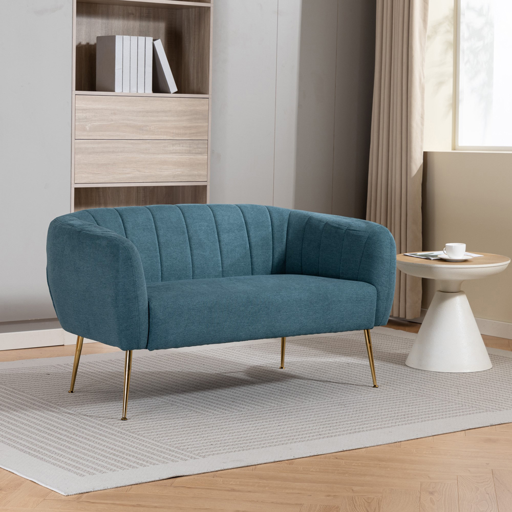Artemis Home Stanton 2 Seater Teal Fabric Shell Accent Sofa Image 4