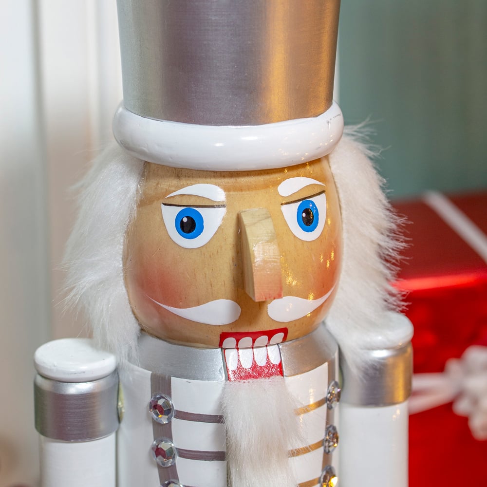 The Christmas Workshop White and Silver Wooden Nutcracker Soldier 50cm Image 4