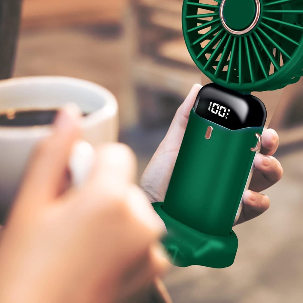 Dyzi 2 in 1 Green Portable Mini Handheld Fan Image 2