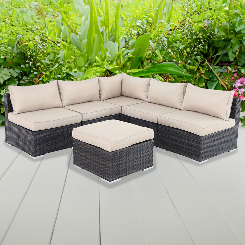 Furniture One 6 Seater Brown Garden Sofa Set Image 1