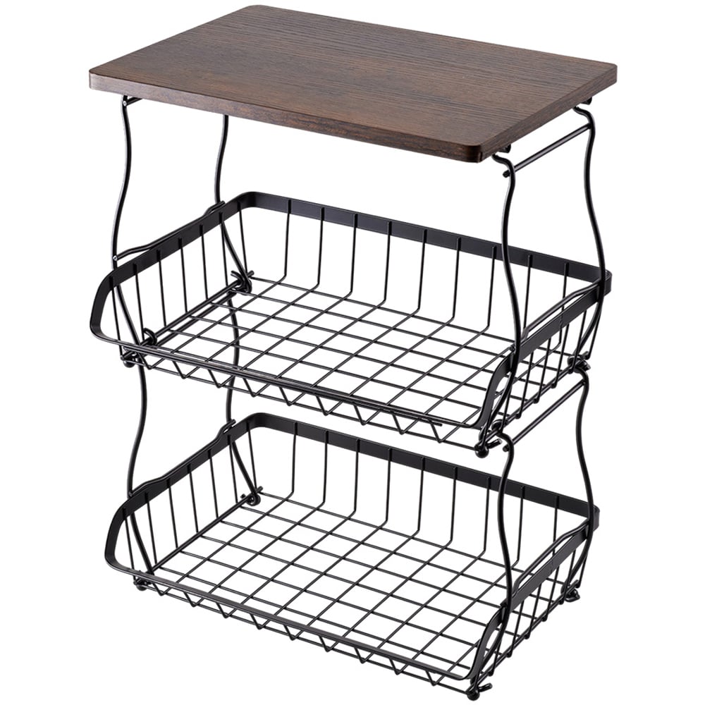 Living and Home 3 Tier Multi Functional Storage Rack with Side Hooks Image 1