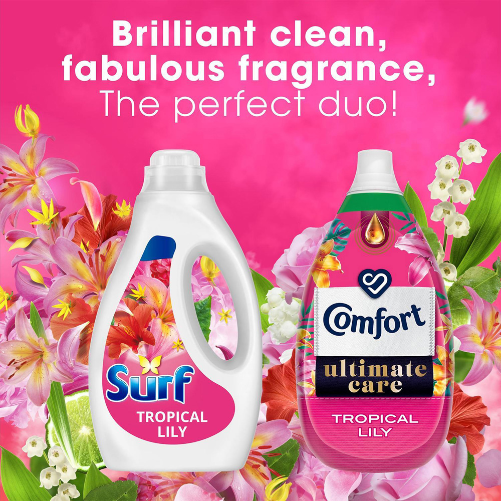 Surf Tropical Lily Concentrated Liquid Laundry Detergent XXXL 95 Washes 2.565L 4 Pack Image 3