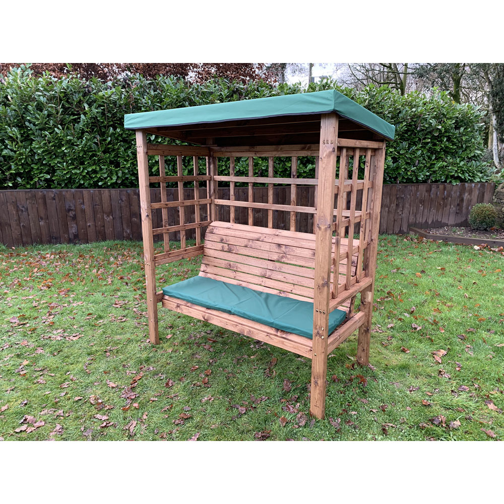 Charles Taylor Bramham 3 Seater Wooden Arbour with Green Canopy Image 8