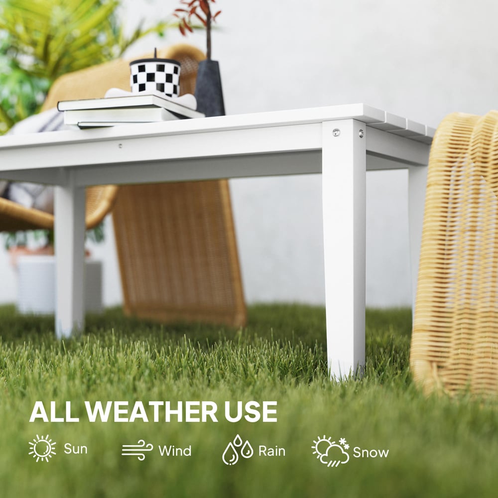 Outsunny White Rectangle Garden Coffee Table Image 6