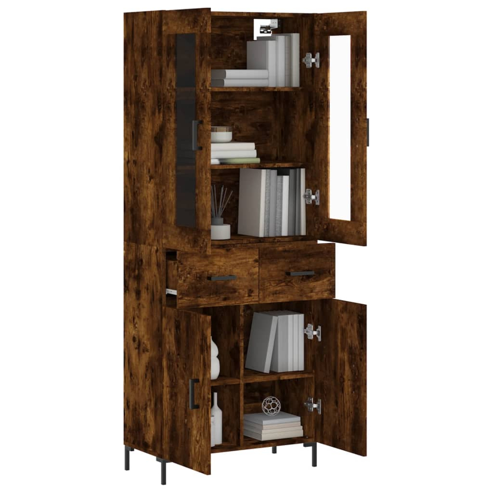 vidaXL 4 Door 2 Drawer Smoked Oak Highboard Image 3