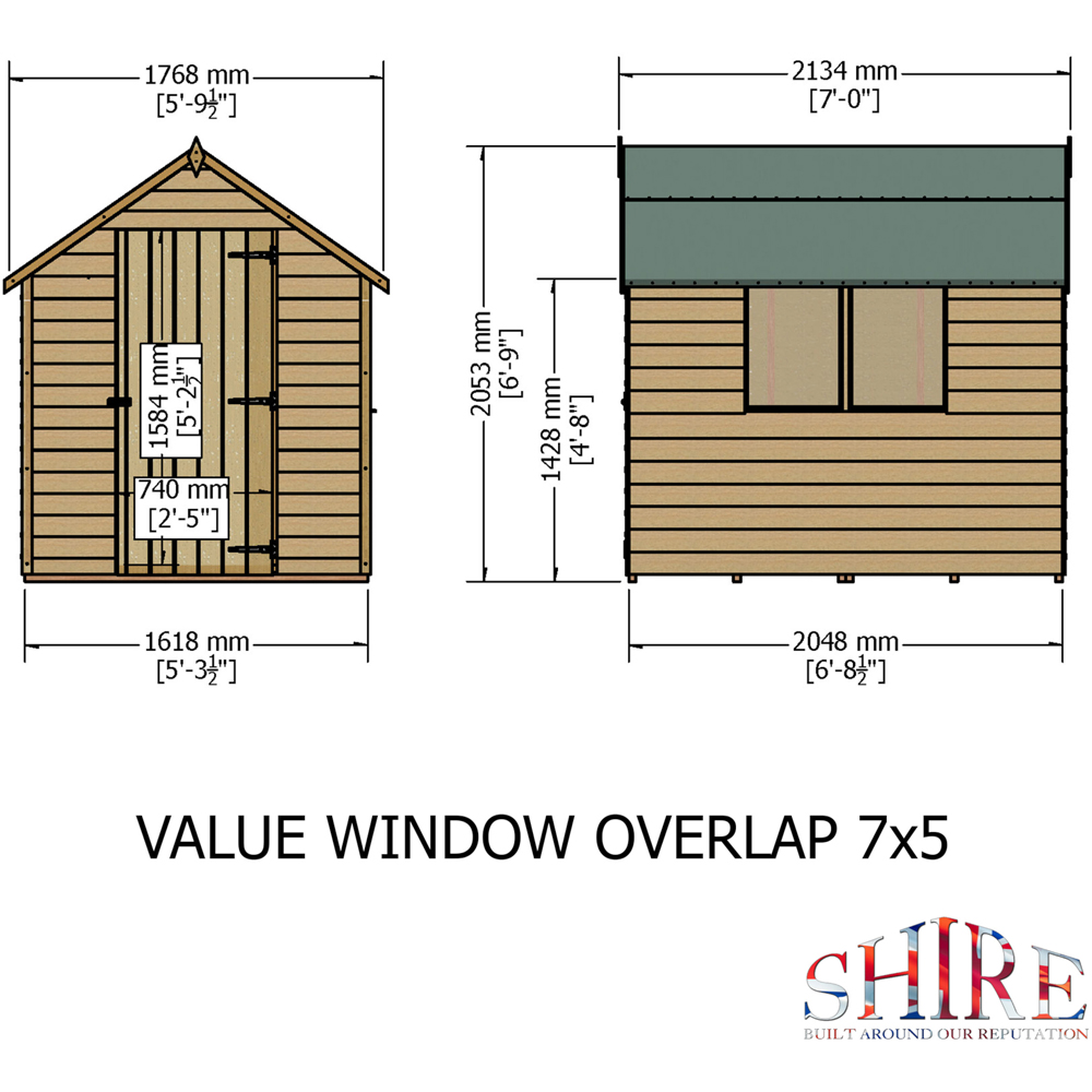 Shire 7 x 5ft Dip Treated Overlap Shed Image 7